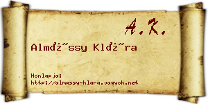 Almássy Klára névjegykártya