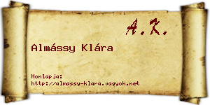 Almássy Klára névjegykártya